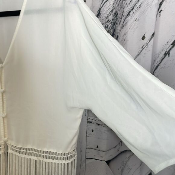 H&M Divided Sheer Fringe Top B-Neck S - Picture 4 of 6